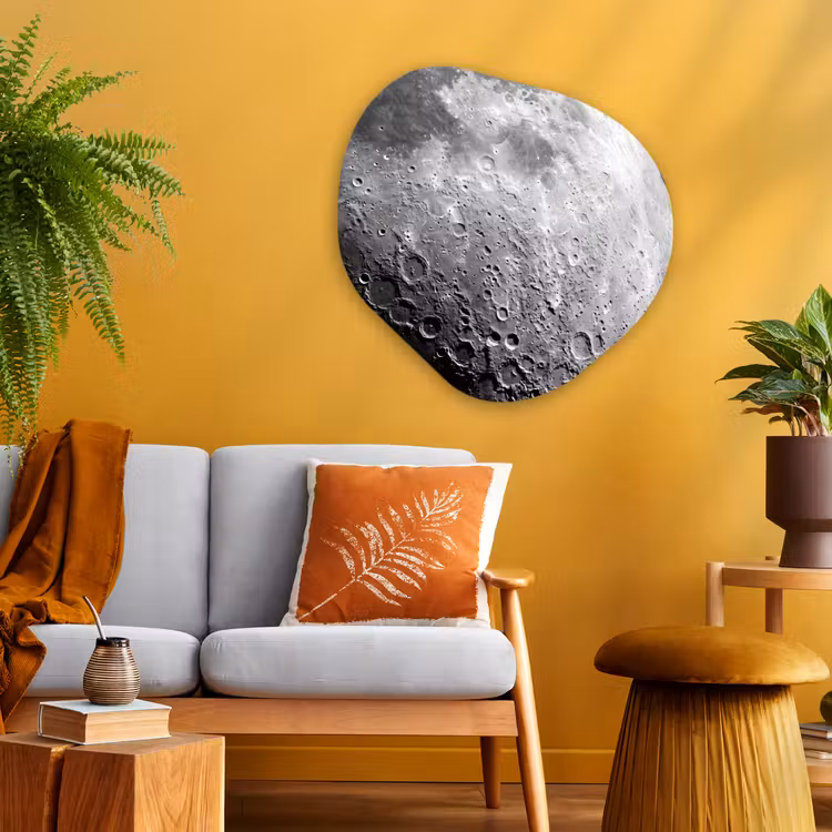 Organic - Glass - Moon - Craters - Space - Maan - Kraters - Ruimte Wandcirkel Organisch Plexiglas middel
