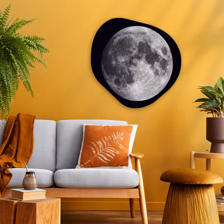 Organic - Glass - Moon - Stars - Space - Maan - Sterren - Ruimte Wandcirkel Organisch Plexiglas middel