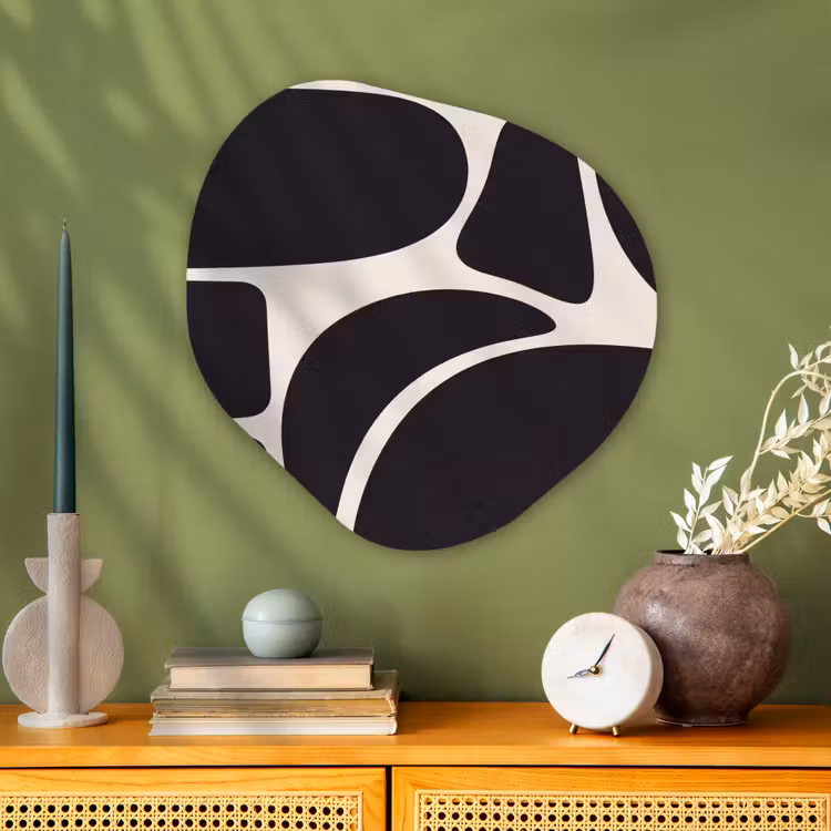 Organic - Glass - Pattern - Organic - Black - Patroon - Organisch - Zwart Wandcirkel Organisch Plexiglas middel