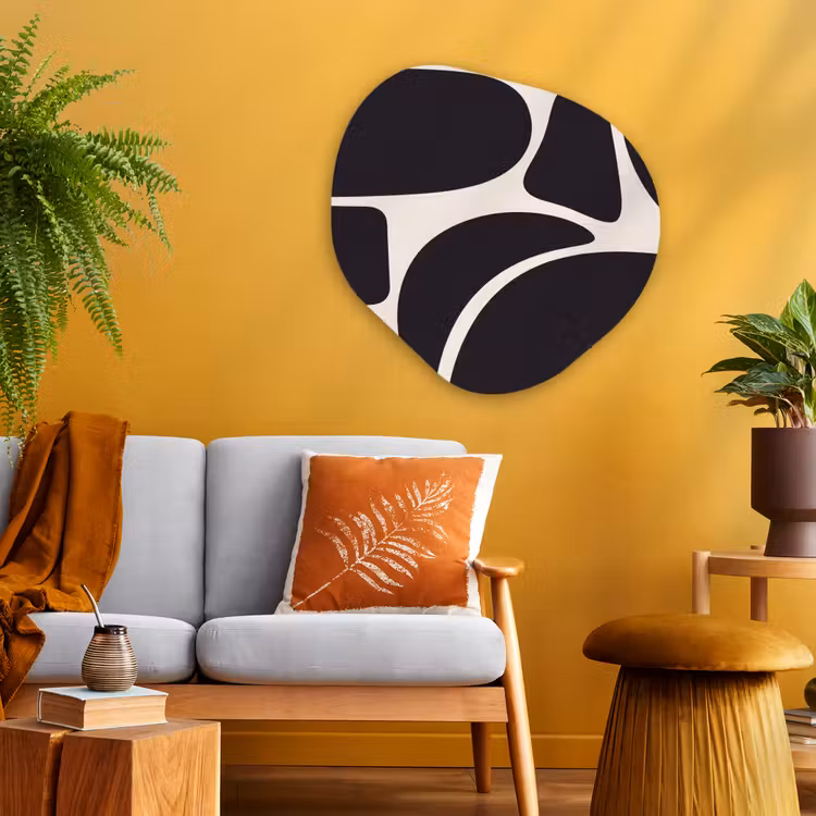 Organic - Glass - Pattern - Organic - Black - Patroon - Organisch - Zwart Wandcirkel Organisch Plexiglas middel