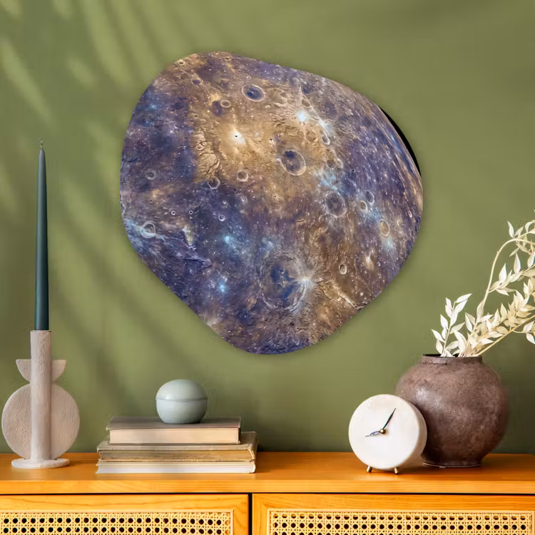 Organic - Glass - Planet - Craters - Space - Planeet - Kraters - Ruimte Wandcirkel Organisch Plexiglas middel