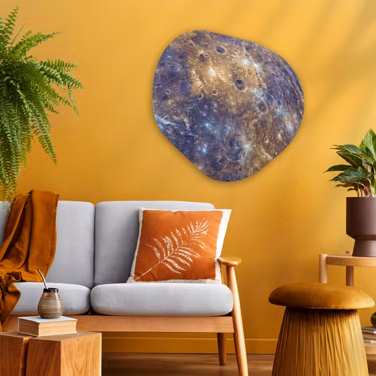 Organic - Glass - Planet - Craters - Space - Planeet - Kraters - Ruimte Wandcirkel Organisch Plexiglas middel