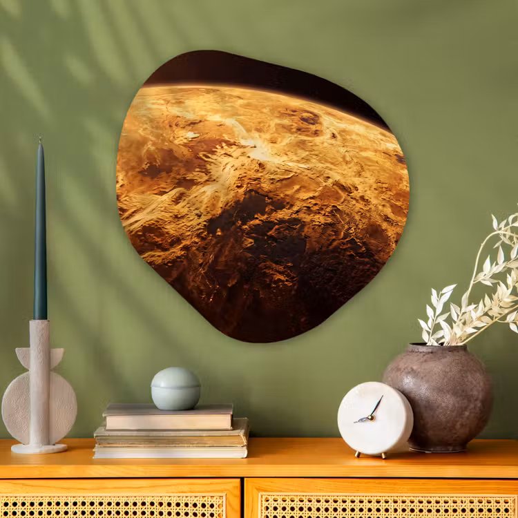 Organic - Glass - Planet - Space - Orange - Planeet - Ruimte - Oranje Wandcirkel Organisch Plexiglas middel