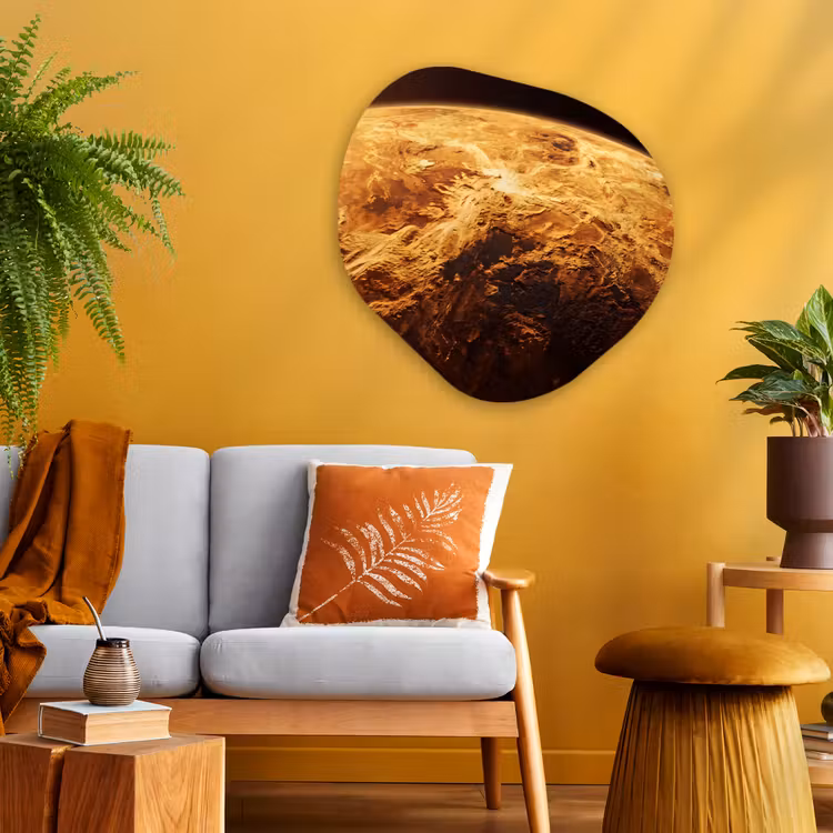 Organic - Glass - Planet - Space - Orange - Planeet - Ruimte - Oranje Wandcirkel Organisch Plexiglas middel