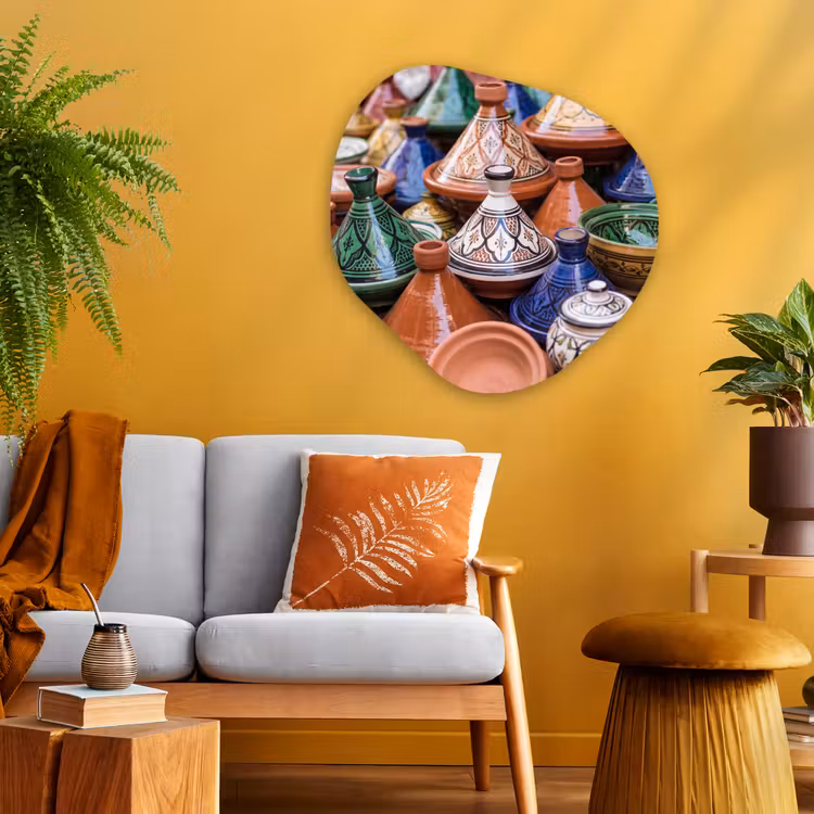 Organic - Glass - Pottery - Colorful - Pattern - Aardewerk - Kleurrijk - Patroon Wandcirkel Organisch Plexiglas middel