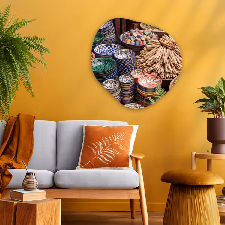 Organic - Glass - Pottery - Oriental - Colorful - Aardewerk - Oosters - Kleurrijk Wandcirkel Organisch Plexiglas middel