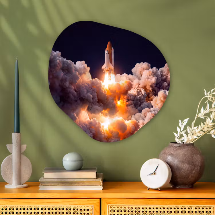 Organic - Glass - Spacecraft - Launch - Stars - Ruimtevaartuig - Lancering - Sterren Wandcirkel Organisch Plexiglas middel