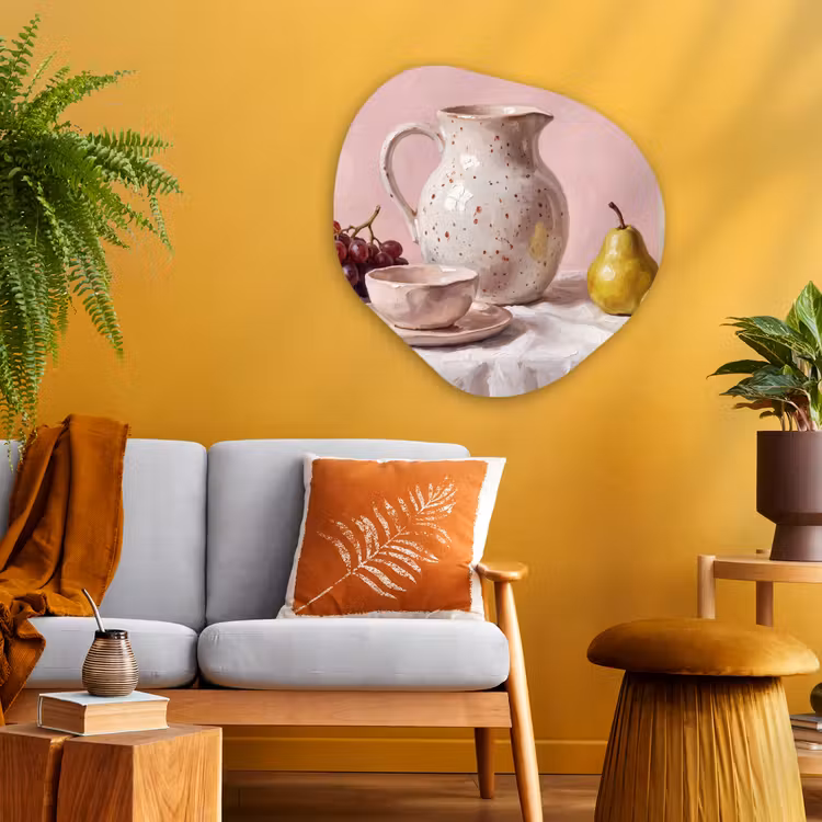 Organic - Glass - Still Life - Fruit - Pink - Stilleven - Fruit - Roze Wandcirkel Organisch Plexiglas middel