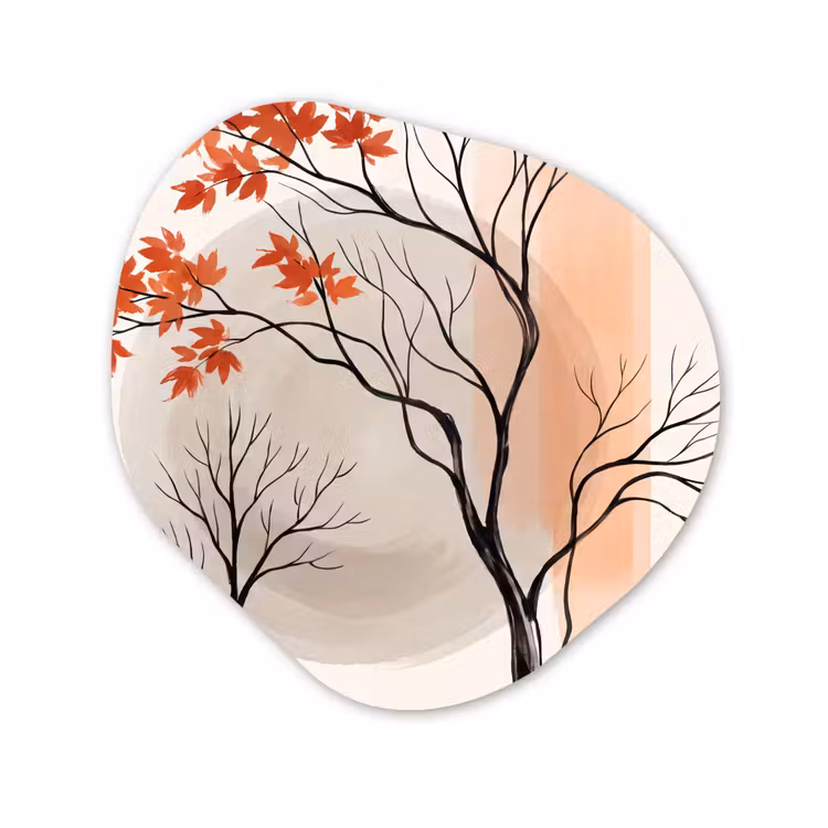 Organic - Glass - Tree - Red - Abstract - Boom - Rood - Abstract Wandcirkel Organisch Plexiglas middel