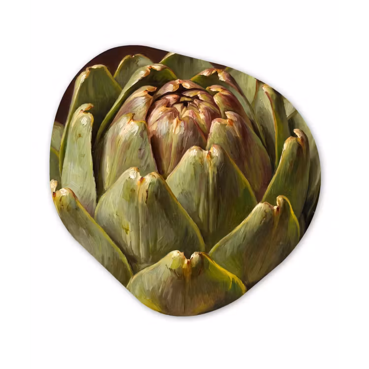 Organic - Glass - Vegetable - Artichoke - Green - Groente - Artisjok - Groen Wandcirkel Organisch Plexiglas middel