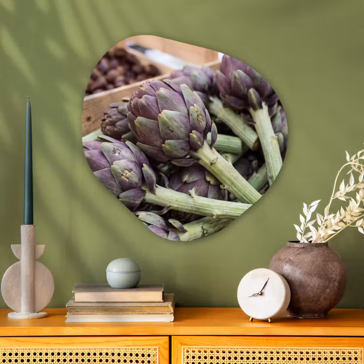 Organic - Glass - Vegetables - Market - Fresh - Groenten - Markt - Vers Wandcirkel Organisch Plexiglas middel