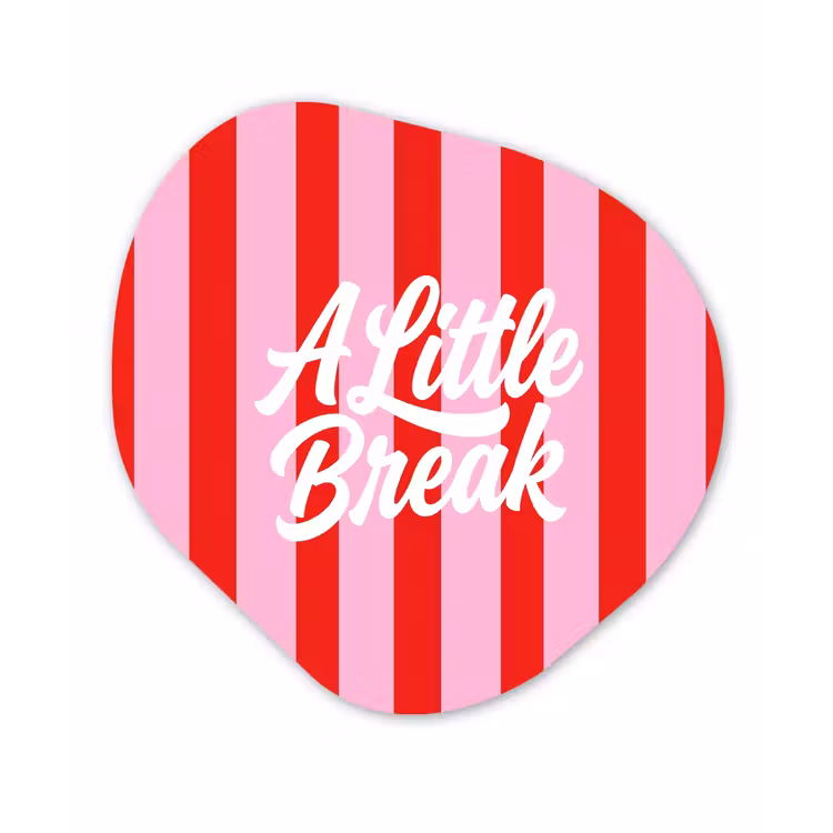 A Little Break - Strepen - Rood - Roze Wandcirkel Organisch Aluminium middel -3d