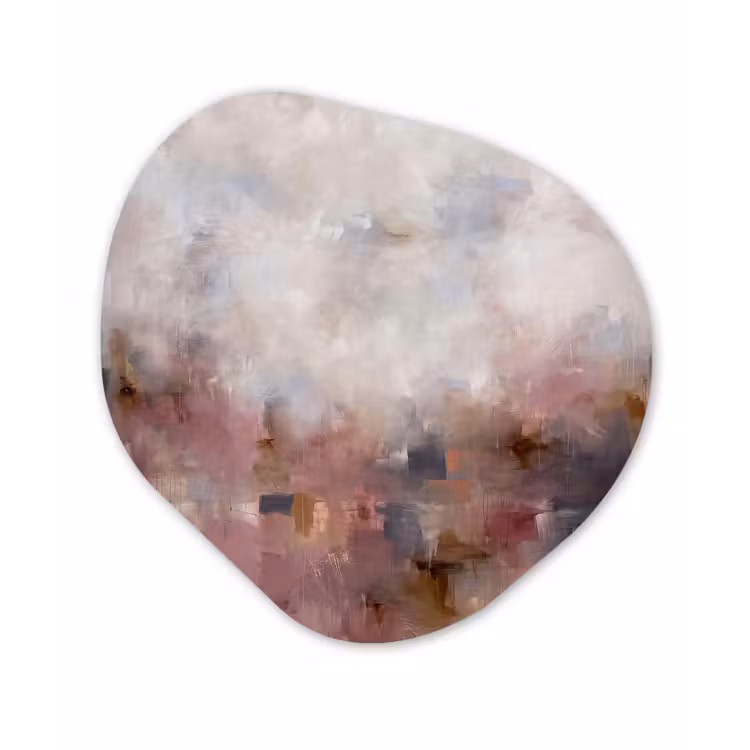 Abstract - Vloeiend - Kunst - Modern - Beige Wandcirkel Organisch Aluminium middel -3d