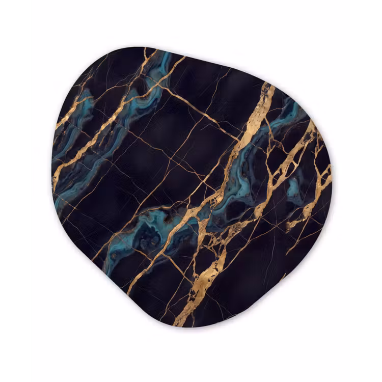 Abstract - Gouden lijnen - Kunst - Modern - Zwart Wandcirkel Organisch Aluminium middel -3d