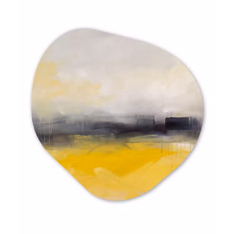 Abstract - Landschap - Modern - Geel Wandcirkel Organisch Aluminium middel -3d