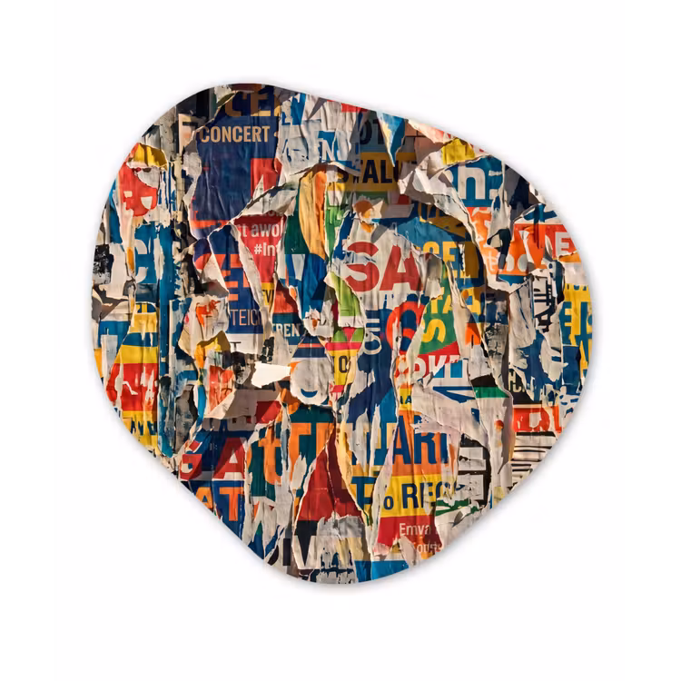 Abstract - Gelaagd papier - Urban - Modern - Kleurrijk Wandcirkel Organisch Aluminium middel -3d