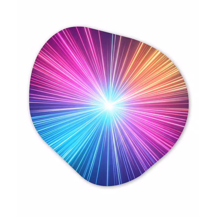 Abstract - Light - Burst - Modern - Colorful Wandcirkel Organisch Aluminium middel -3d