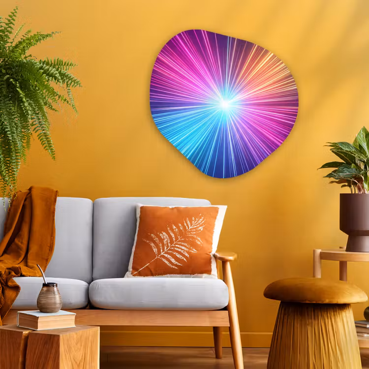 Abstract - Light - Burst - Modern - Colorful Wandcirkel Organisch Aluminium middel -sfeer4