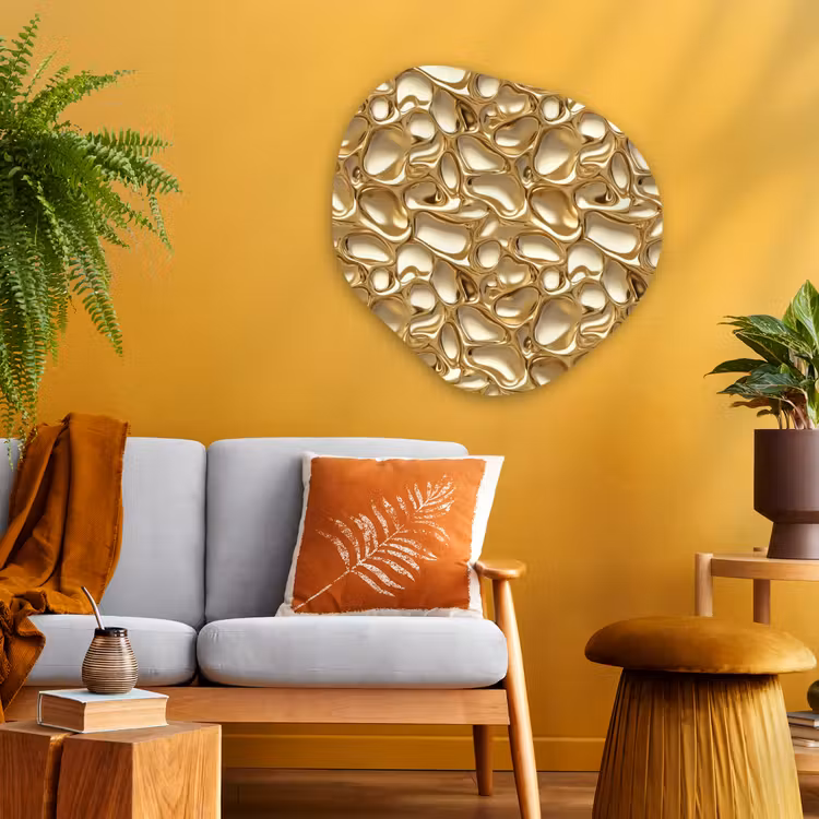 Abstract - Modern - Goud Wandcirkel Organisch Aluminium middel 851 -sfeer4