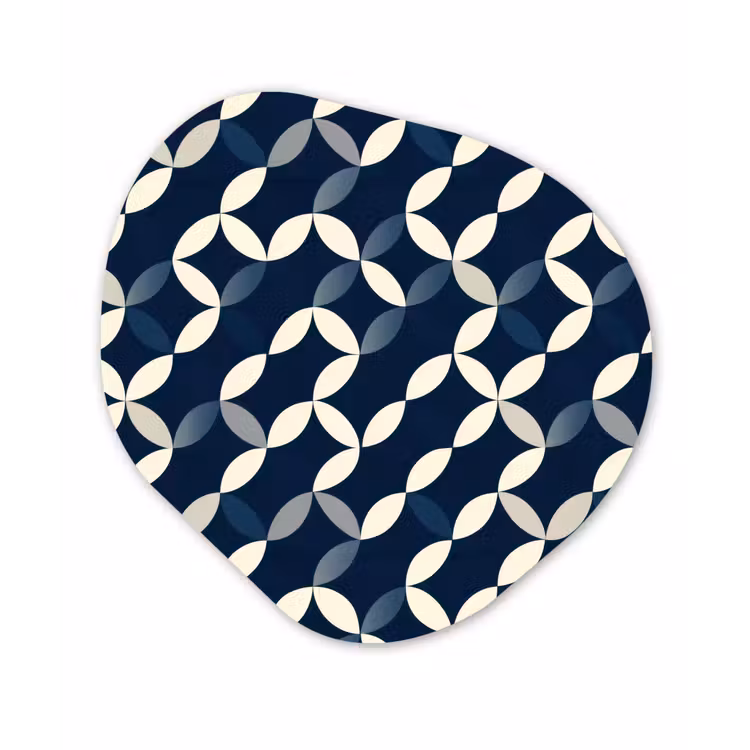 Abstract - Patroon - Blauw Wandcirkel Organisch Aluminium middel 851 -3d
