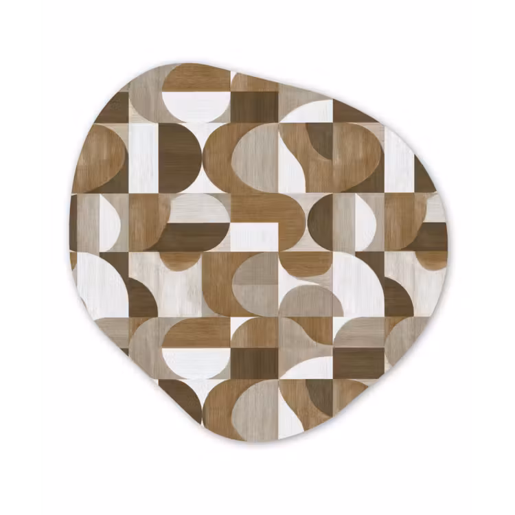 Abstract - Retro - Bruin Wandcirkel Organisch Aluminium middel 851 -3d