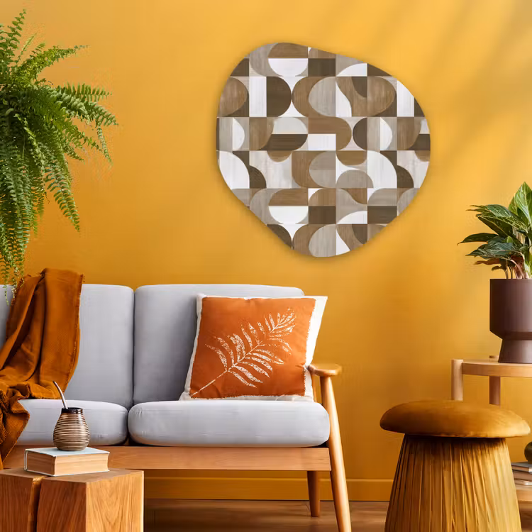Abstract - Retro - Bruin Wandcirkel Organisch Aluminium middel 851 -sfeer4