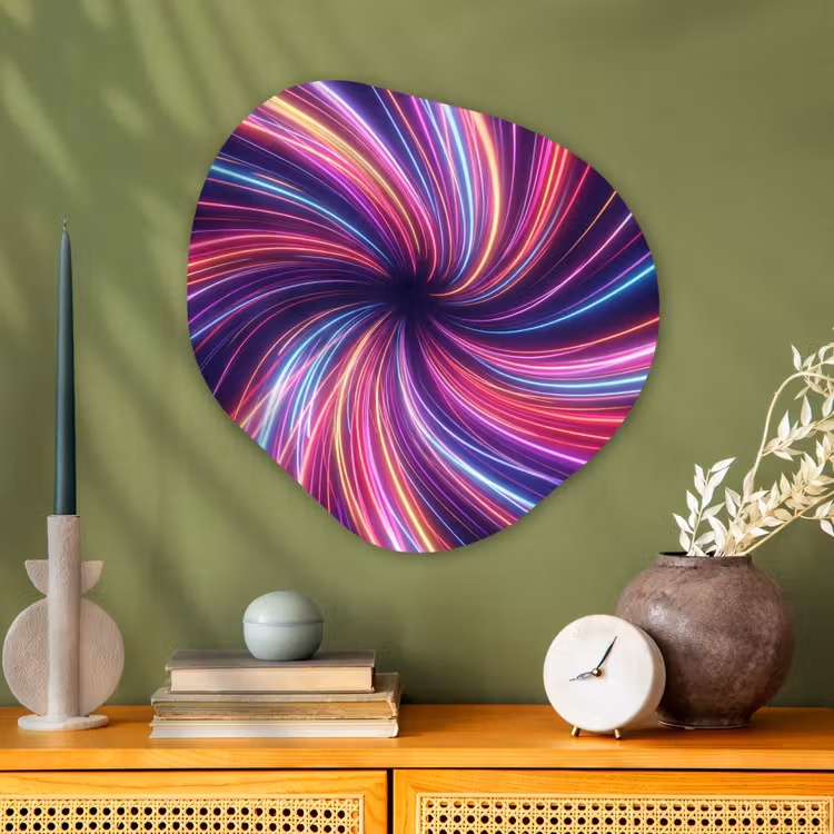 Abstract - Swirl - Futuristic - Neon Wandcirkel Organisch Aluminium middel -sfeer2