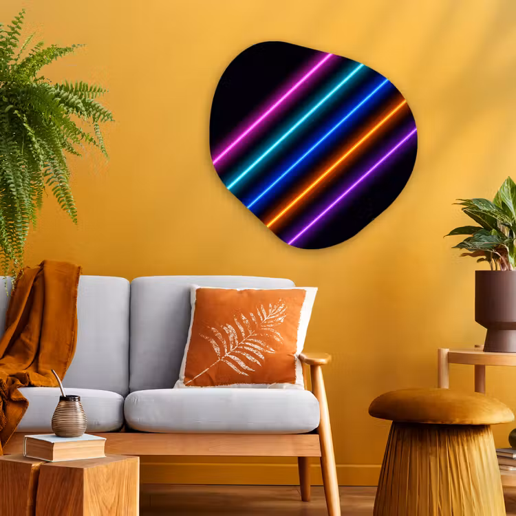 Esthetiek - Retro - Neon Wandcirkel Organisch Aluminium middel -sfeer4