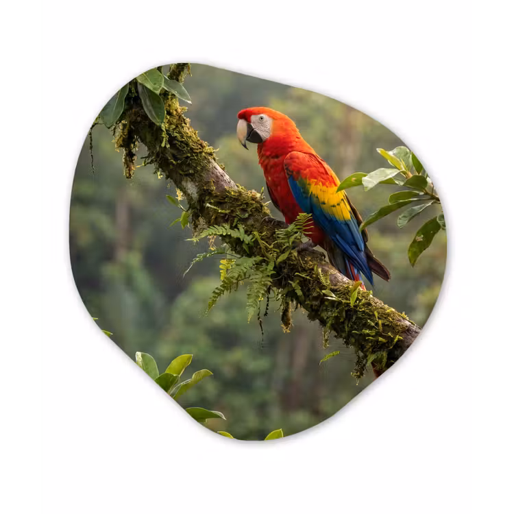 Ara - Jungle - Rood Wandcirkel Organisch Aluminium middel -3d