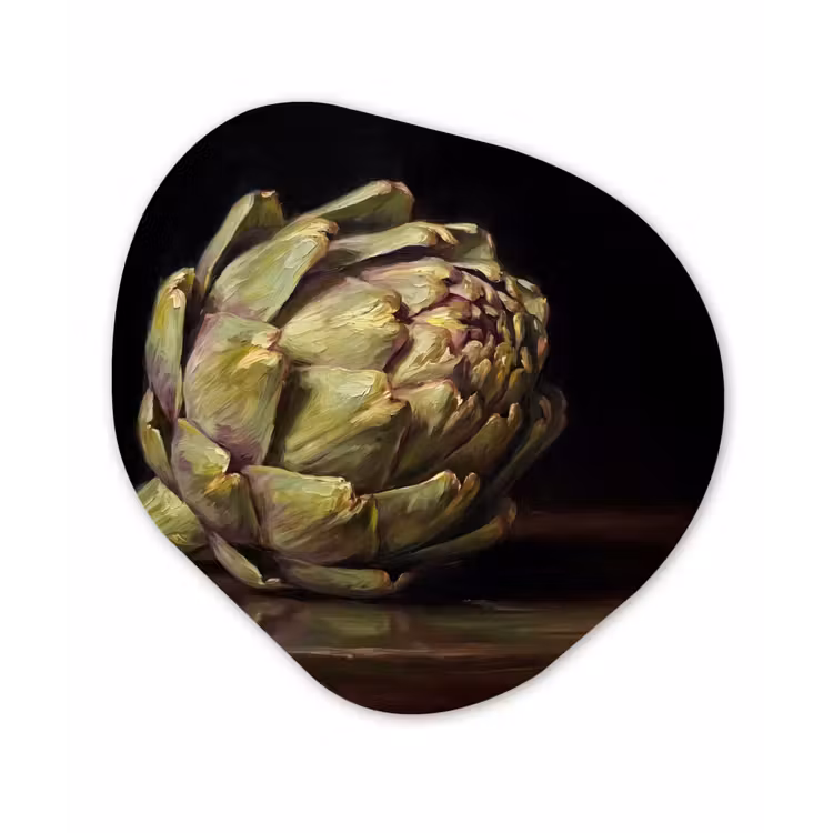 Organic painting - Aluminum -. Artichoke - Food - Classic - Artichok - Eten - Klassiek Wandcirkel Organisch Aluminium middel