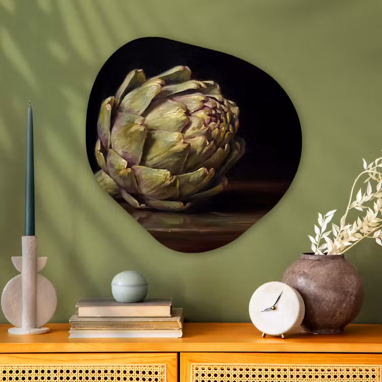 Organic painting - Aluminum -. Artichoke - Food - Classic - Artichok - Eten - Klassiek Wandcirkel Organisch Aluminium middel