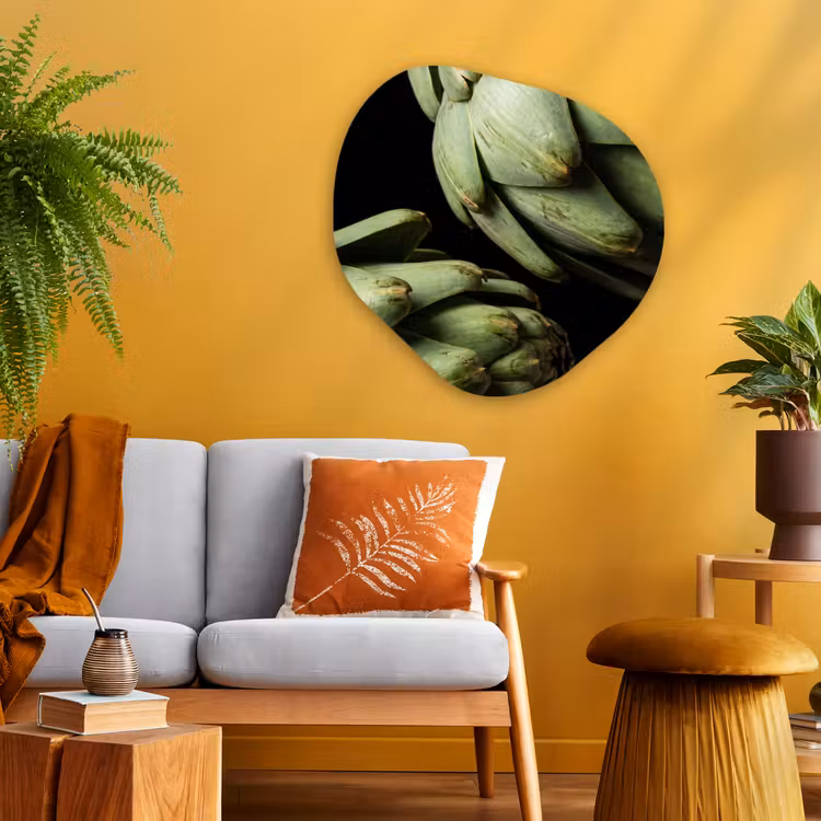 Organic painting - Aluminum -. Artichoke - Green - Food - Artisjok - Groen - Eten Wandcirkel Organisch Aluminium middel
