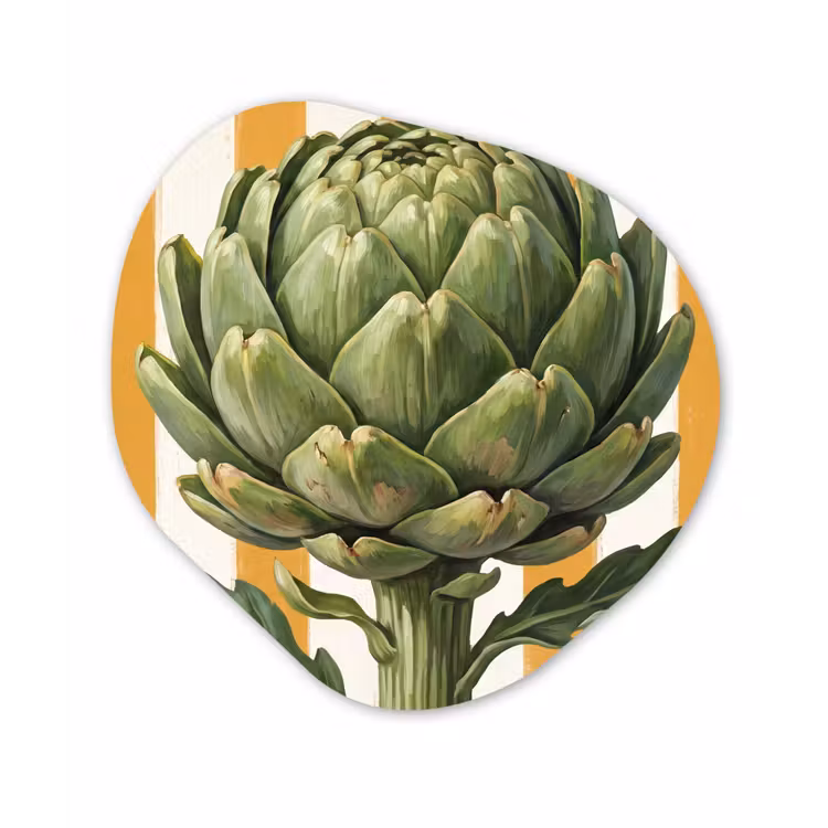 Organic painting - Aluminum -. Artichoke - Modern - Vegetable - Artisjok - Modern - Groente Wandcirkel Organisch Aluminium middel