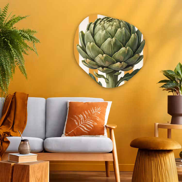 Organic painting - Aluminum -. Artichoke - Modern - Vegetable - Artisjok - Modern - Groente Wandcirkel Organisch Aluminium middel