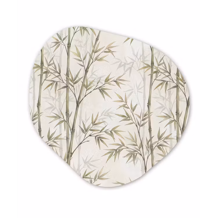 Bamboe - Bladeren - Natuur - Aquarel - Groen Wandcirkel Organisch Aluminium middel -3d