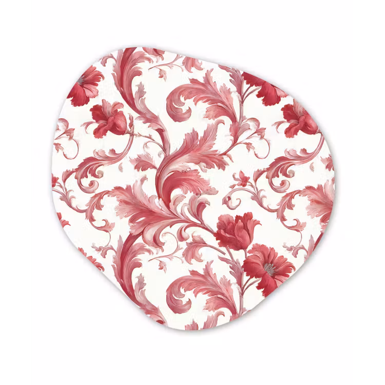 Barok - Patroon - Rood Wandcirkel Organisch Aluminium middel 851 -3d
