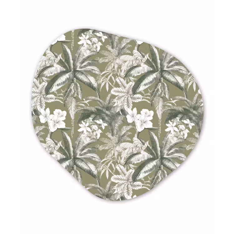 Botanisch - Bloemen - Groen Wandcirkel Organisch Aluminium middel 851 -3d