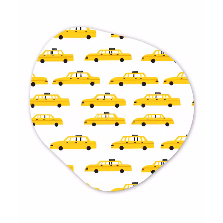 Taxi - Iconisch - Geel Wandcirkel Organisch Aluminium middel 851 -3d