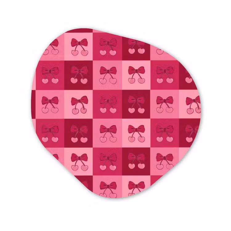 Kersen - Strikjes - Speels - Roze - Bordeaux Wandcirkel Organisch Aluminium middel 851 -3d