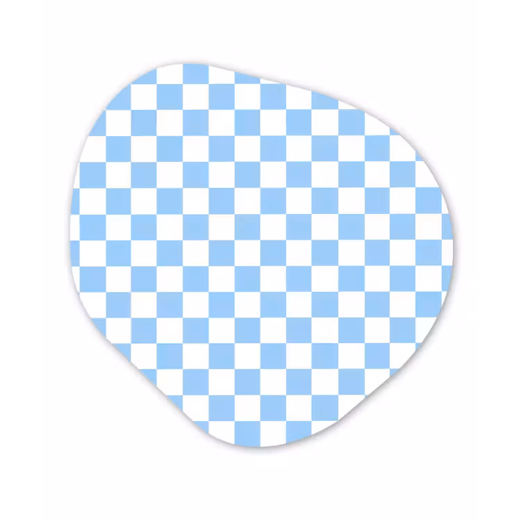 Schaakbord - Klassiek - Blauw Wandcirkel Organisch Aluminium middel 851 -3d