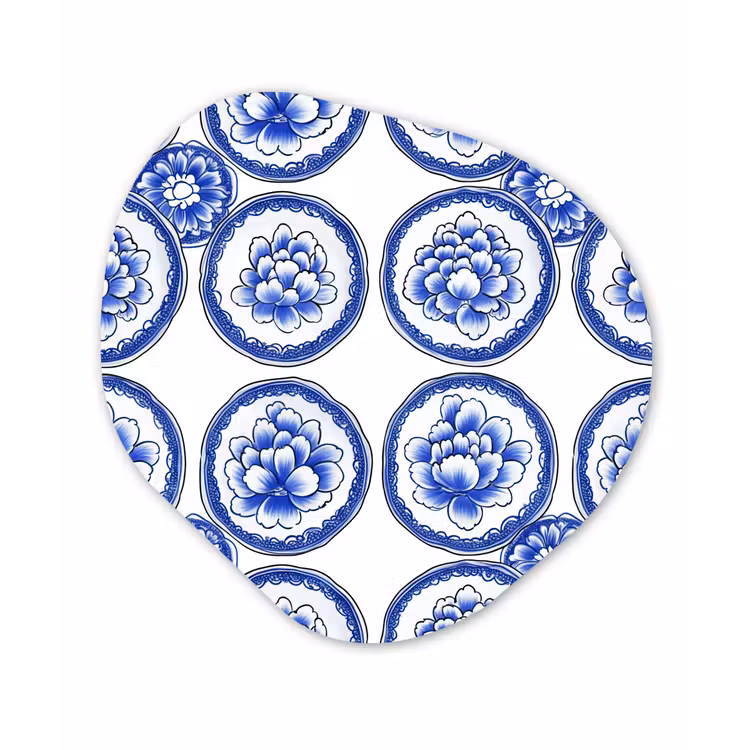 Cirkels - Bloemen - Blauw Wandcirkel Organisch Aluminium middel 851 -3d