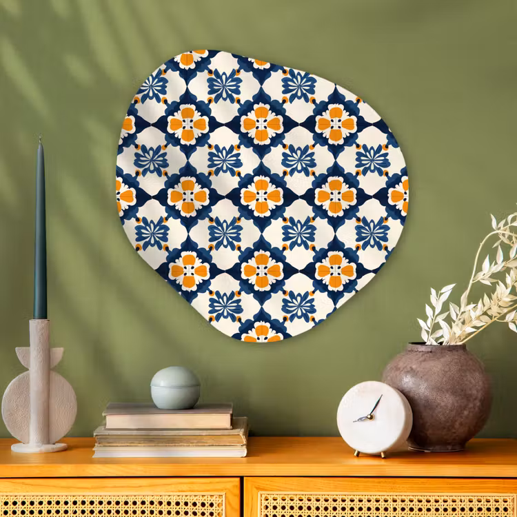 Klassiek - Geometrisch - Blauw Wandcirkel Organisch Aluminium middel 851 -sfeer2