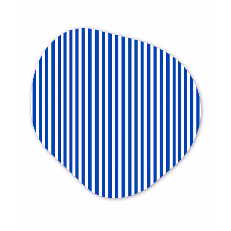 Klassiek - Strepen - Blauw Wandcirkel Organisch Aluminium middel 851 -3d
