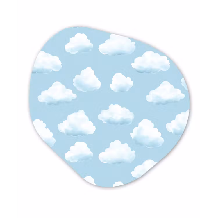 Wolken - Illustratie - Blauw Wandcirkel Organisch Aluminium middel 851 -3d