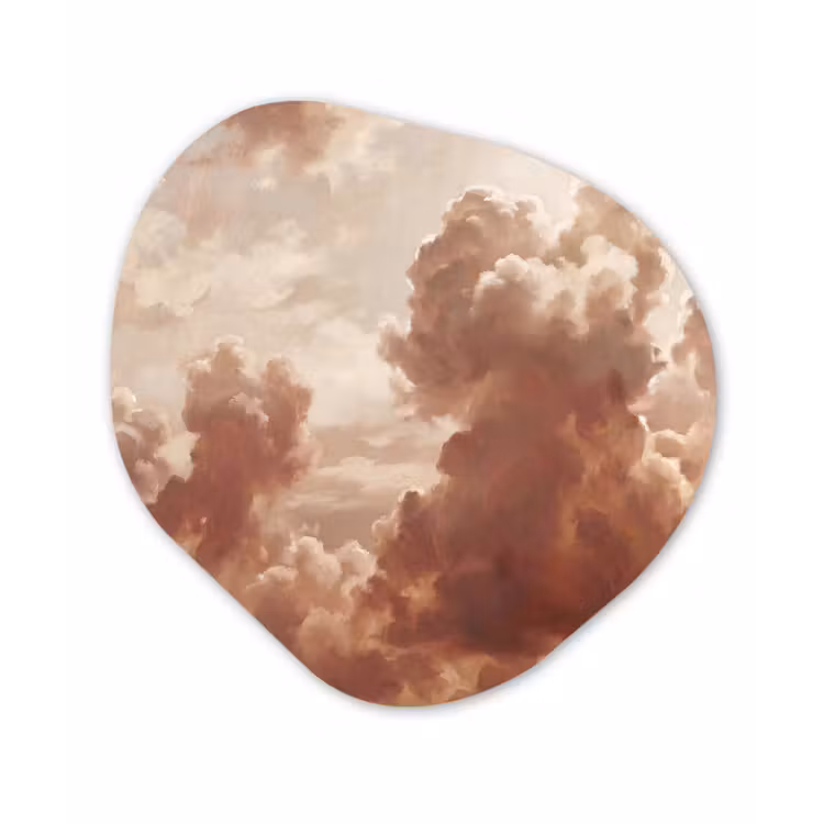 Wolken - Lucht - Natuur - Modern - Bruin Wandcirkel Organisch Aluminium middel -3d