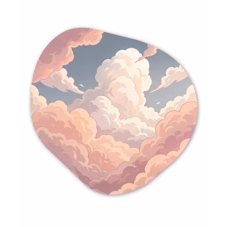 Wolken - Lucht - Natuur - Pastel - Roze Wandcirkel Organisch Aluminium middel -3d