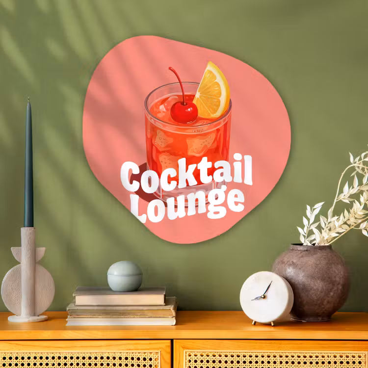 Cocktail Lounge - Glas - Koraal Wandcirkel Organisch Aluminium middel -sfeer2