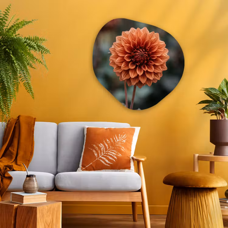 Dahlia - Bloem - Natuur - Sfeervol Wandcirkel Organisch Aluminium middel -sfeer4