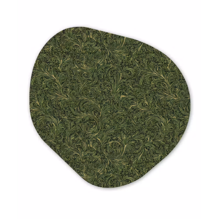 Donker - Groen - Krullend - Botanisch Wandcirkel Organisch Aluminium middel 851 -3d