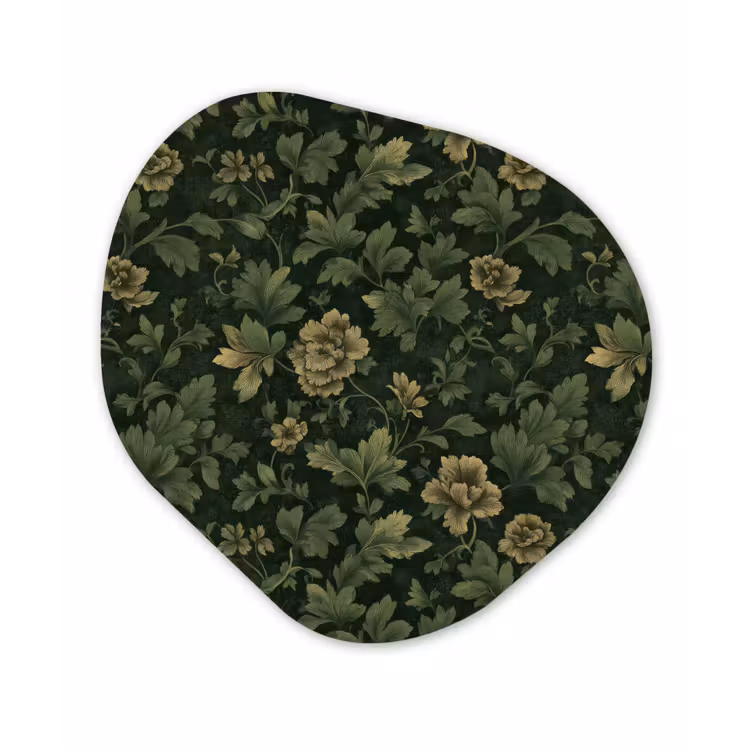 Donker - Groen - Goud - Botanisch Wandcirkel Organisch Aluminium middel 851 -3d